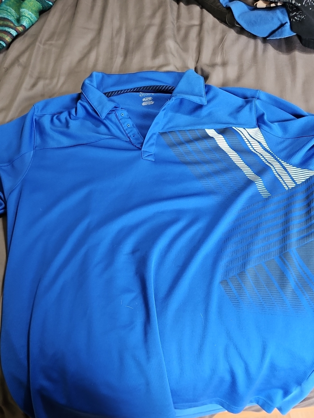 Reebok Men's Royal Blue Polo with White Graphic Accents